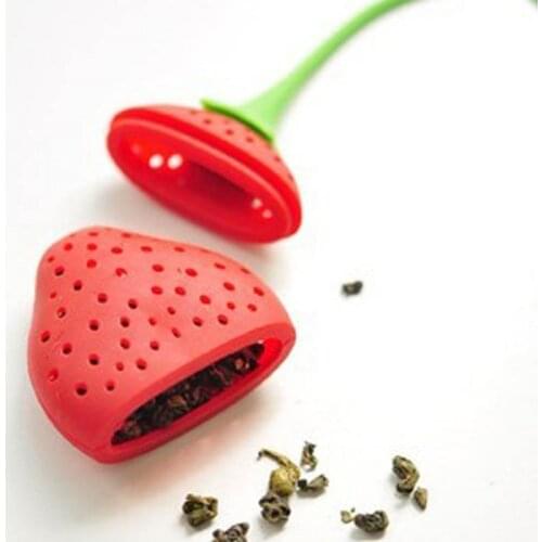 Kitchen Supplies Tea Strainer Non-toxic Strawberry Shape Silicone Tea Infuser Tea Bag Teapot Accessory