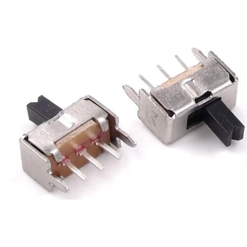 100Pcs 3 Pin PCB 2 Position 1P2T SPDT Miniature Slide Switch Side Knob SS12D07VG4 Handle high 4mm