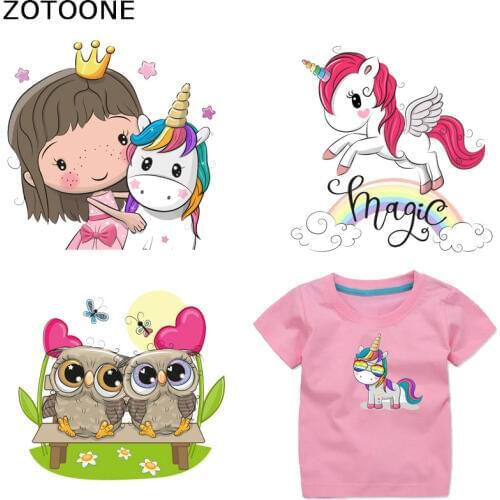 ZOTOONE Cute Small Animal Owl Unicorn Patch Ironing Clothing Sticker Heat Transfer Clothes DIY Children T-shirt Vinyl Washable G