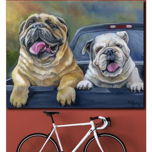 Large Size Wall Art French Bulldogs Canvas Painting For Living Room Home Decoration Oil Painting On Canvas Wall Painting Unframe
