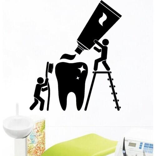 Dental Care Wall Decals Tooth Clinic Health Teeth Cleaning Dentist Bathroom Vinyl Self-adhesive Wall Stickers Decorative Z507