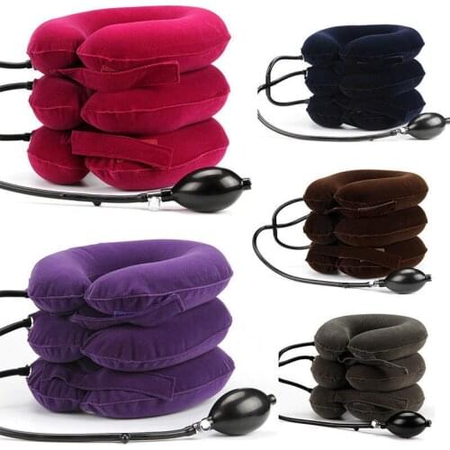 2020 New Arrical U-Shape Air Inflatable Pillow Cervical Neck Traction Device For Easing Muscle Pain 6 Colors