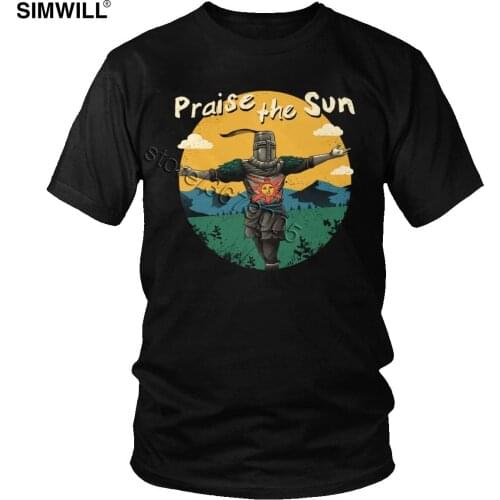 Novelty Vintage Dark Souls Tee Mens Funny Praise The Sun T Shirt Game Print Cotton Tshirt Short Sleeves Streetwear T-shirt Tops
