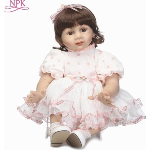 NPK 24" 60cm New Handmade Silicone vinyl adorable Lifelike toddler Baby Bonecas girl kid bebe doll reborn menina de silicone