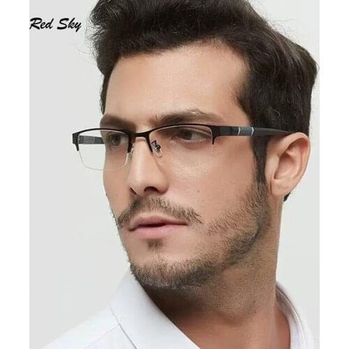 Square Metal Half Frame Reading Glasses Men Blue Ray Ultralight Presbyopia Reading Glasses+1.00+1.50+2.00+2.50+3.00+3.50+4.00