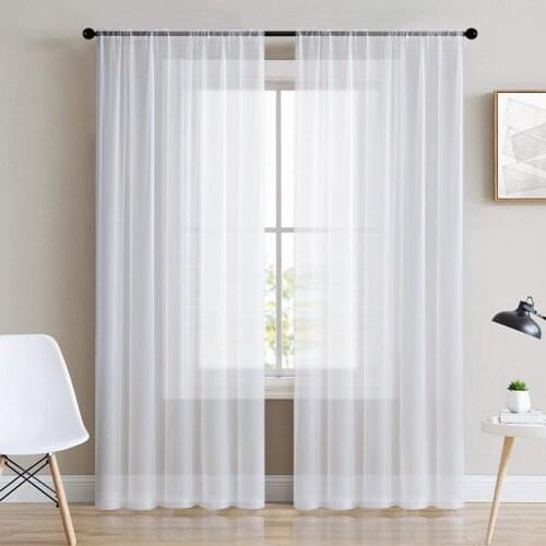Solid Color Tulle Sheer Polyester chiffon Window Curtains for Home Living Room Bedroom Decoration in the Kitchen Cafe Curtain