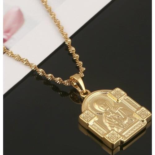 Gold Color Blessed Matrona of Moscow Pendant Necklace Catholicism Orthodox Jewelry