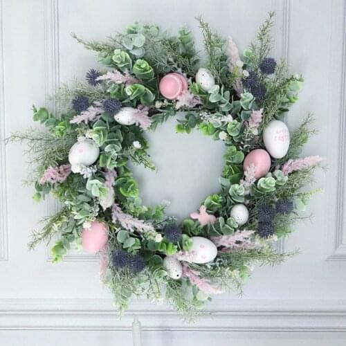 Easter Wreath Holiday Decorations Door Hanging 50x50cm Easter Deco Easter Pendant Wedding Deco Homde Party Decor Garland Wreath