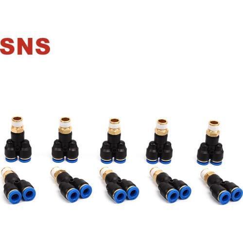 SNS SPX Series Pneumatic Y Type Male Thread Quick Connect Pipe Fittings Tube Joints
