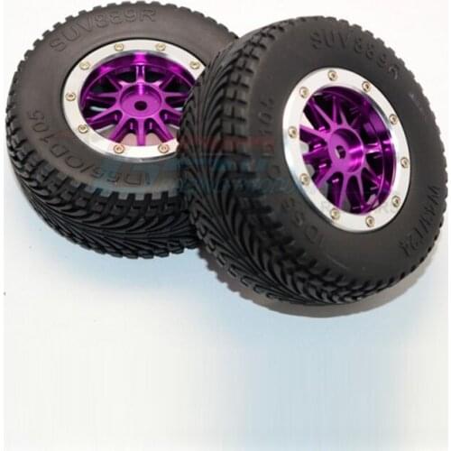 GPM RUBBER REAR TIRES WITH NYLON RIMS FRAME & ALLOY10 POLES BEADLOCK RIMS For TRAXXAS SLASH 4X4 RC Upgrade