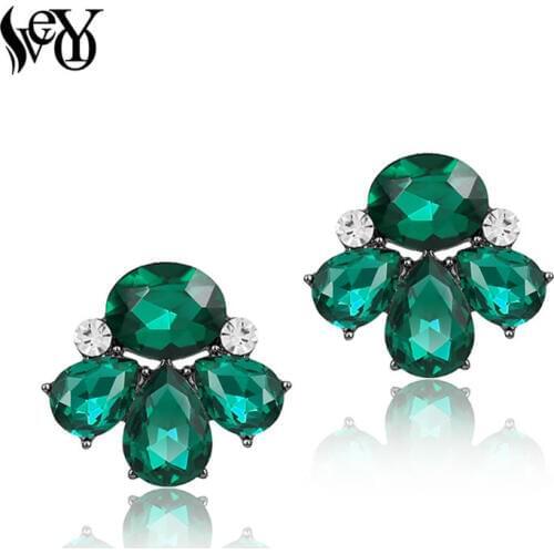 VEYO Cute Round Stud Earrings For Women/Girls Crystal Rhinestone Small Earring New Fashion Jewelry Brincos