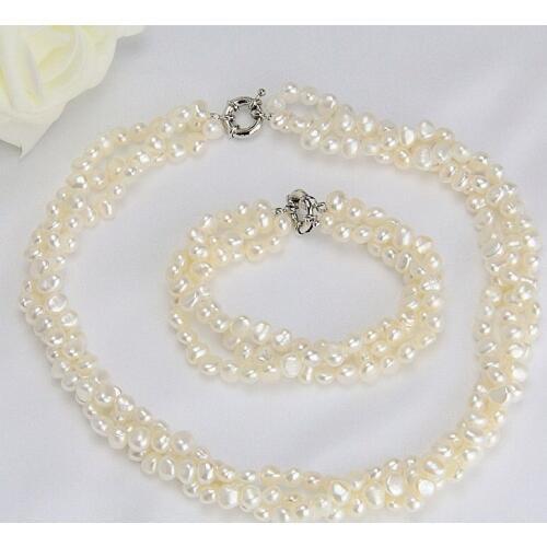 Unique Pearls jewellery Store,Multistrand Baroque Freshwater Pearl Necklace Bracelet ,Wedding Bridesmaid Gift For Girl