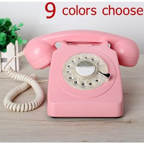 Revolve dial Vintage pink begie Black landline telephone Plastic Home office Retro Wire Landline fixed Phone Europe style