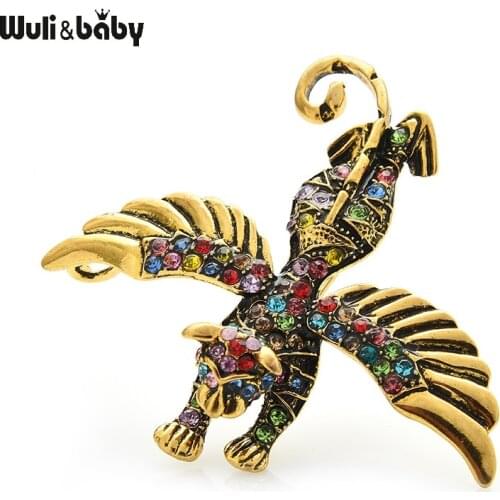 Wuli&baby Rhinestone Angel Cat Brooches Women Unisex 5-color With Wings Flying Cat Party Casual Brooch Pins Gifts