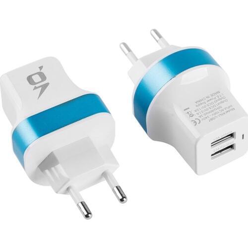 Dual USB Charger 2a Fast Charging Travel EU Plug Adapter portable Wall charger Mobile Phone cable