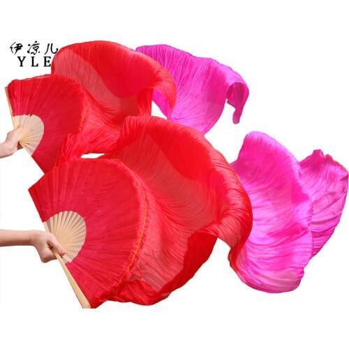 2018 New arrivals women silk belly dance fan veils of belly dance fans on sale Red+Pink