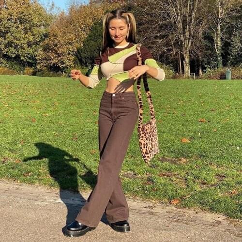 2021 Vintage Joggers Women Cargo Pants 90s Streetwear Caramel Brown Low Waist E-girl Aesthetic Loose Straight Trousers Female