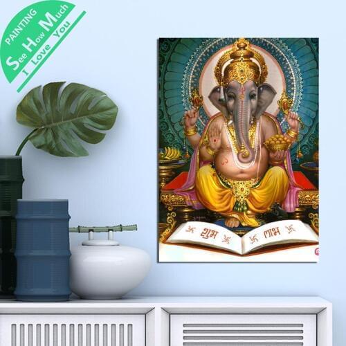 1 Piece Ganesh Book Motto Love HD Printed Canvas Wall Art Posters and Prints Poster Painting Framed Artwork Room Decoration