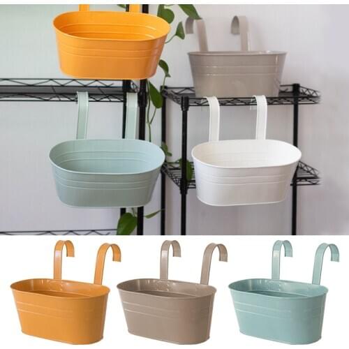 1Pc Creative Balcony Garden Hanging Flower Pots Succulents Holder Iron Flowerpot with Detachable Hook