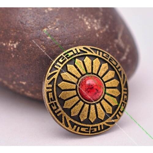 10pcs 25mm Brass Plated Sun Flower Red Turquoise Leathercraft Accessories Western Saddle Tack Belt Pouch Conchos Screw back