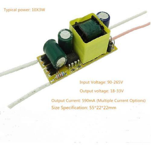 10X3W AC90-265V DC18-33V 590mA Isolated Power Supply E27 Candle Lamp Ball Lamp led Driver Power Supply Free Shipping