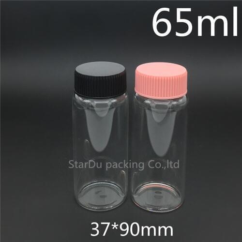 Free shipping 12pcs 37*90mm 65ml screw neck glass bottle with Plastic cap for vinegar or alcohol,carft/storage candy bottle
