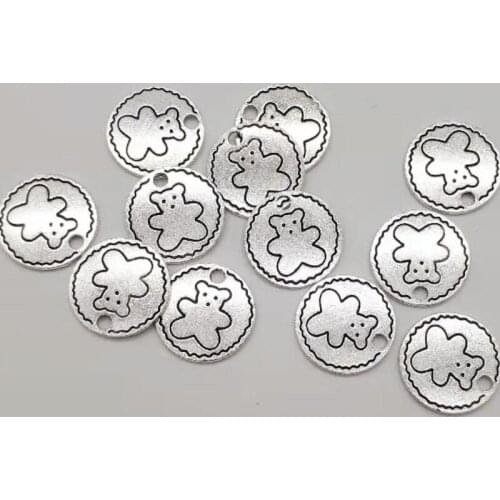 20pcs/pack Round Bear Retro Vintage Metal Charms Earring Bracelet DIY Necklace Jewelry Making