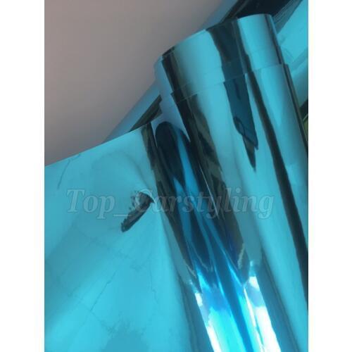 2017 Best stretchable Light Blue flexible chrome Mirror car wrap Film Full Vehicle covering Foil VINYL size 4.98x66ft/roll