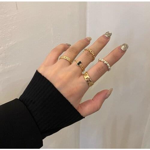 2021 Fashion Simple Design Rings Vintage Silver Color Joint Rings Sets For Women Jewelry Korean Version Joint Rings Gift Wife