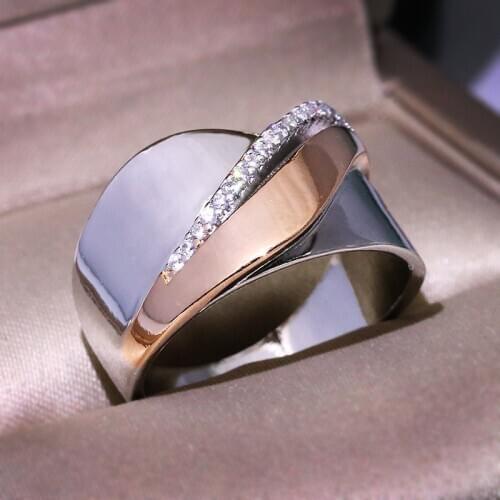 2020 Brand Exaggerated Personality Two Tone Gold Retro Large Rings For Women Punk Style Luxury Crisscross Statement Ring