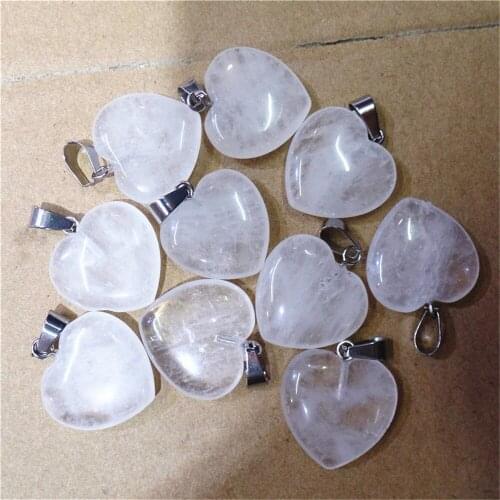 50Pcs 20x20x7mm Wholesale Natural White Crystal Love Heart Pendant Bead DIY Earrings Handmade Jewelry Accessories S685
