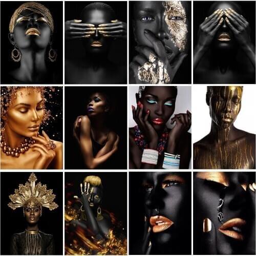 5D DIY Diamond Painting Black White Gold Modern Woman Cross stitch Diamond Embroidery Mosaic Art Picture Rhinestones Home Decor