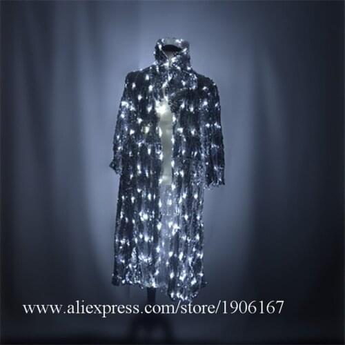 White LED Lights Ballroom Costume Led Luminous Magic Suit Stage Performance DJ Show Led Illuminated Lighting Halloween Clothes
