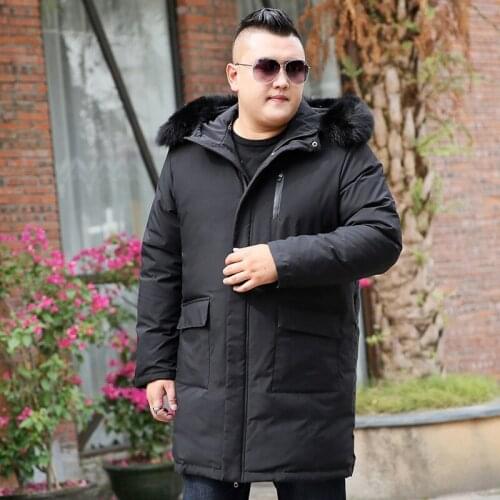 Large Fur Collar Winter Extra Large Mens Coat Jacket Black 9Xl 8Xl 7Xl Plus Size 11Xl Down Jacket Male Tall Men Long Section