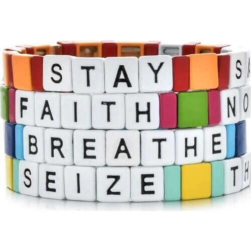 New Boho DIY Name Letter Friendship Bracelet Tile Beads Bracelets For Women Men Pulseras Mujer Moda 2021 Jewelry Armband Heart