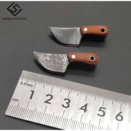 Damascus Keychain Small Kitchen Knife Cool Mini Knife Pendant Accessories Holiday Gift Wrapping Paper Cutter pocket knife