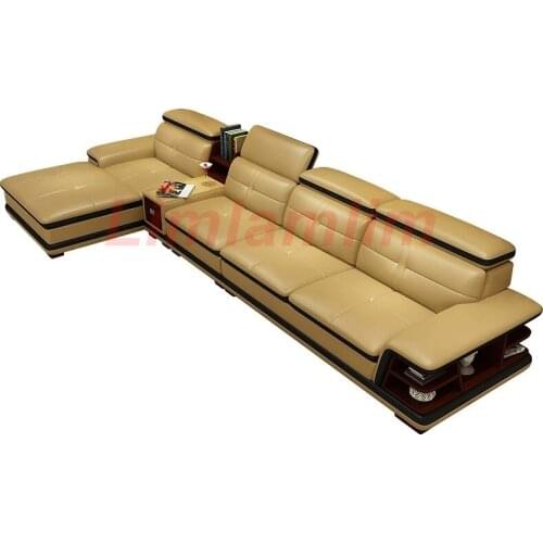 Linlamlim living room Sofa genuine leather couch Nordic functional sofa bed L shape corner muebles de sala cama puff asiento sal