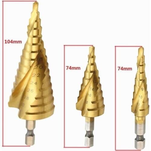 Fixmee High Quality ! 3pcs HSS Spiral Grooved Step Drill Drills Bit 4mm to 12mm/20mm/32mm Cut Tool Set