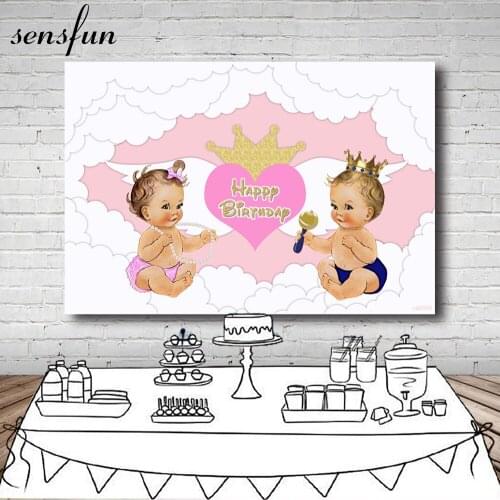 Sensfun Gender Reveal Party Backdrop Baby Shower Newborn Boys Or Girls Twins Birthday Party Photography Background Custom Poster
