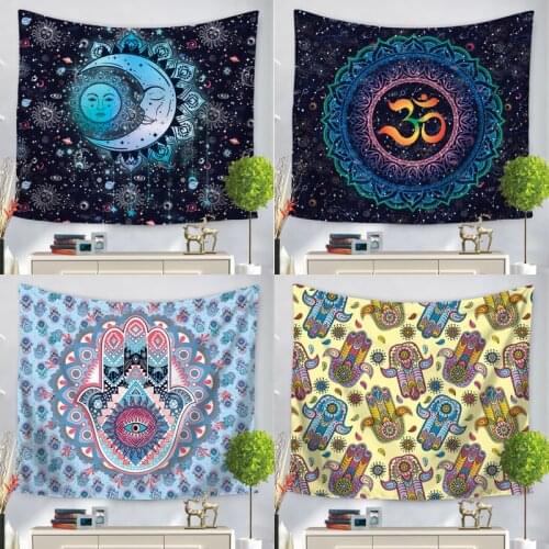 Indian Mandala Tapestry Wall Hanging Fatima Hand Beach Blanket Hippie Tapestry Home Decor Bohemian Decorative Wall Yoga Mats