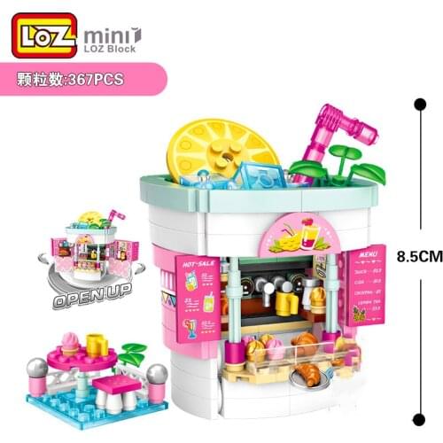 LOZ mini city street Building Blocks cake/hamburger/French fries shop friends Action Figure Assemblage Toys For kids playground