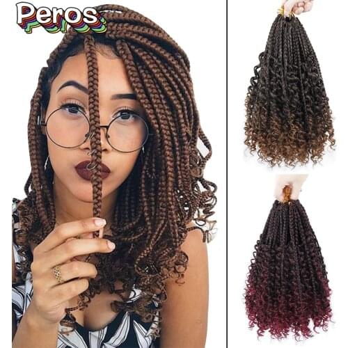 Box Braids Crochet Hair Goddess Hair with Curly Ends 3X 14Inch Bohemian Synthetic Braiding Hair for Black Women