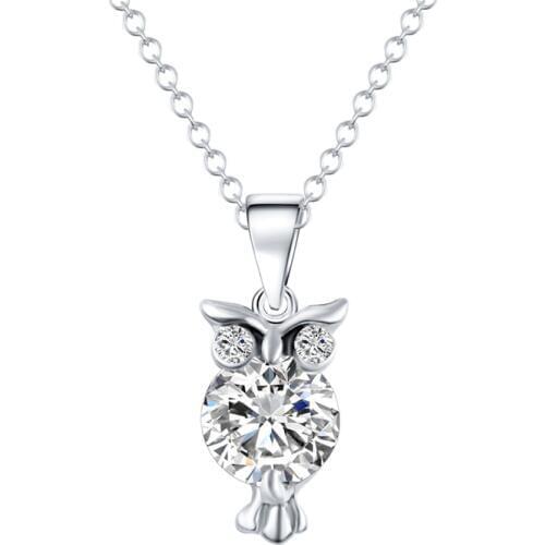 Creative Owl Pendant Necklace Charming Female Crystal Zircon Clavicle Chain Fashion Wedding Jewelry Gifts