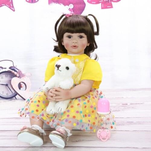 New Design Reborn Baby Doll 24 Inch Soft Vinyl Cloth Body Girl Toddler Doll Toy For Childrens Day Gift Toddler Birthday Present