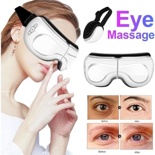 Eye Massager 4D Smart Vibration Eye Care Instrument Hot Compress Bluetooth Eye Massage Glasses Fatigue Pouch & Wrinkle Level 5