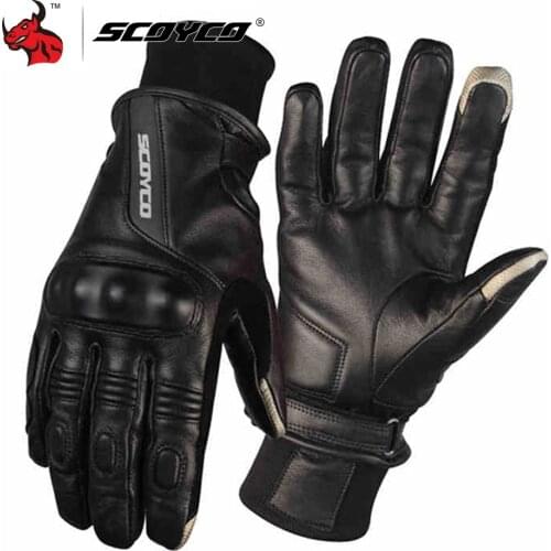 SCOYCO Motorcycle Gloves Leather Riding Gloves Motocross Full Finger Long Cycling Racing Guantes Moto Luvas Protective Gear
