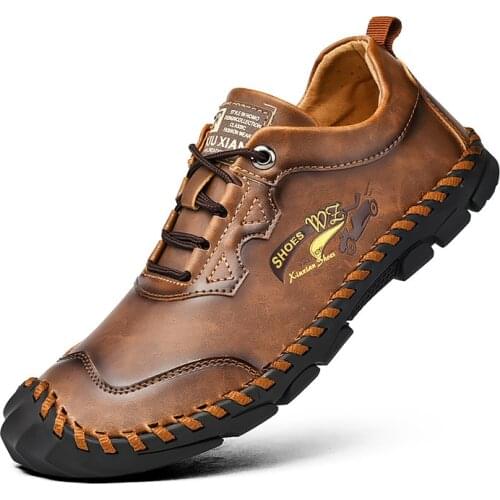 Handmade Genuine Leather Men Oxfords Shoes High Quality Breathable Men Casual Shoes Outdoor Male Platform Shoes Footwear