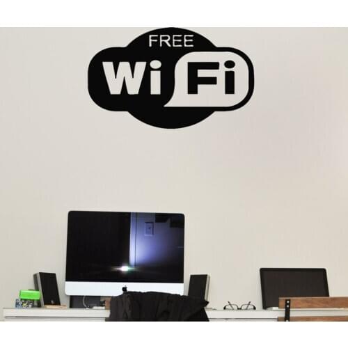 Wall Decals Quotes Free WiFi Mural Room Design Wall Stickers Window Decors Wall Ornament Cafe Die Cut Pattern Removable B148