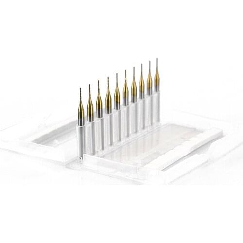 New 10Pcs Tungsten Steel Titanium Coated PCB Milling Cutter Carbide Gong Knife Circuit Board Coarse Corn Milling Cutter End Mill