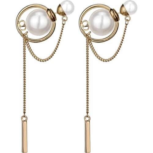 2020 New Fashion Hot Sale Statement S925 Needle Korean Pearl Tassel Earrings Female Gold Chain Long Earrings for Women Jewelry